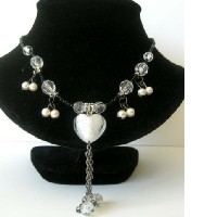 Soothing Dainty White Choker w/ Tassel Dangling Necklace  