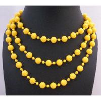 Sexy Yellow Beautiful Long Necklace Yellow Bead Long Necklace 54 Inches Long Necklace