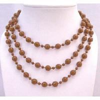 Striking Brown Long Necklace Small Big Beads Brown Long Necklace 54 Inches Long