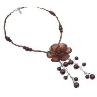 Wedding Bridemaides Smoked Topaz Brown Necklace Brown Beads Pearls Dangling With Flower Jewelry Gift Item Necklace
