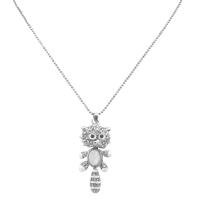 Animal Pendant Necklace Jewelry Smashing Adorable W/ Stripes Tail Cat Pendant Enameled White Parts Which Are Movable Pendant Necklace