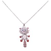 Cute Animal Pendant Necklace Under  Jewelry Inexpensive Cat Pendant Enameled Red Movable Parts Stripes Tail Pendant Necklace