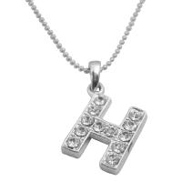 H Alphabet Pendant Necklace Letter H Fully Embedded w/ Cubic Zircon Pendant Necklace 