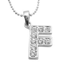 Have Your Name Pendant Alphabet F Diamante Fully Embedded w/ Cubic Zricon Pendant Necklace
