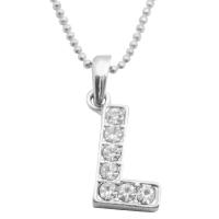 Shimmering Pendant Fully Embedded With Cubic Zircon Alaphabe Pendant L Necklace