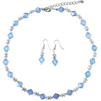 Immitation Crystals 10mm Bicone With Spacer Beautiful Lite Blue Necklace Set Under  Cheap Fashionble Set