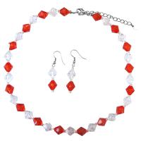 Red & Clear Crystals Cheap Wedding Jewelry Set Immitation Crystals 10mm Bicone Under  Adorable Fashionble Set