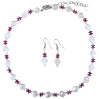Daisy SPacer Jewelry Set Clear Crystals With Fuschia Daisy Spacer Beautiful Adorable Sleek Dainty Set Immitation Crystals Set
