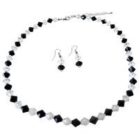 Jet Crystals With Clear Crystals Necklace Jet Black & White Combo Jewelry Gorgeous Fabulous Gift Jewelry
