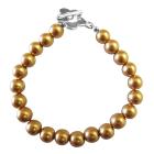 Traditional Jewelry Gold Pearl Bracelet w/ Flower Toggle Clasp