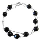 Simulated Black Immitation Crystals Multifaceted Two Strand Bracelet