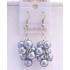 Synthetic Grey Pearls Chandelier Earrings Grape Bunch Pearls Earrings