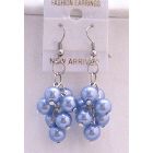 Beautiful Simulated Blue Pearls Earrings Aquamarine Pearls Earrings