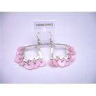 Chandelier Earrings Pink Romantic Heart Dangling Beads Earrings Gift