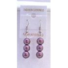 Simulated 8mm Beautiful & Fashionable Purple Pearls Beads Earrings