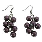 Simulated Synthetic Dark Purple 8mm Pearls Grape Pearls Earrings Gift