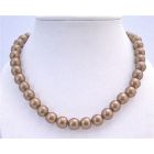 Brown Pearl 12mm Stretchable Necklace Choker Stylish Bridesmaid Necklace