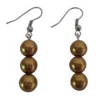Golden Pearls Earrings 3 Pearls Accessory Jewelry