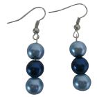 Two Simulated Pearls Color Earrings Light & Dark Blue Pearls Earrings