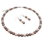 Fashionable Bridesmaid Bridal Wedding Pearls Jewelry Bronze & Peach Pearls Necklace