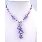 Accented in Dainty Purple Bead w/ Purple Shell & Pearl Necklace