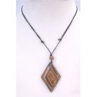 Ethnic Excellent Crafmanship Wooden Pendant Necklace Black Cord Adjustable From 15 to 24 Inches Affordable Vintage Necklace