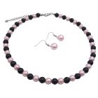 Budget Wedding Jewelry Pink & Black Pearls Necklace