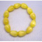 Stretchable Bracelet Yellow 12mm Teardrop Cat Eye Beaded Bracelet Gift