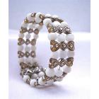 White & Brown Classy Cuff Bracelet Bangle/Stretchable Bracelet t