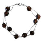 Smoked Topaz Crystals Double Stranded Bracelet Simulated Multifaceted Crystals Bracelets