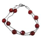 Double Stranded Simulated Multifaceted Red Crystals 10mm Bracelet