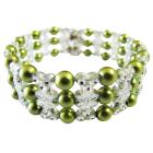 Beautiful Olive Pearls Stretchable Bracelet w/ Clear Ethnic Designed Bracelet Bangle Bracelet