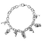 Charm Bracelet Thick Rhodium Dangling Dolphin & Kitty Charm Bracelet