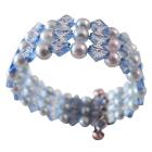 Cuff Braclet Stretchable Comfortable Cool Blue Pearls Inexpensive Gift