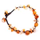Under $5 Jewelry Fabulous Carnelian Stone Nugget Chips Accented In Interwoven Cord Bracelet