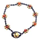 Bracelets In Interwoven cord Wax Golden Flower with Semi Precious Carnelian Stone Bracelet