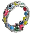 Multicolor Beads Evil Eye Bracelet Three Stranded Rhinestones Bracelet