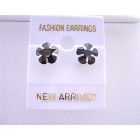 Trendy Striking Black Cubic Zircon Flower Shaped 8mm Stud Earrings