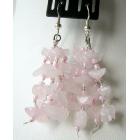 Sterling Silver Rose Quartz Stone Nugget Chip Dangling Earring