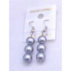 Big Gray Simulated Pearls Dangling Earrings Lovely Design Earring Gift
