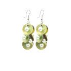 Striking Shell Earrings Natural Green Shell w/ Beads Dangling EarringS