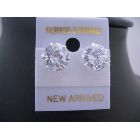 Round Simulated Diamond Stud Earrings 10mm Sterling Silver Earrings