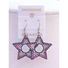 Colorful Star Earrings Pink White Amethyst Glitter Star Earrings