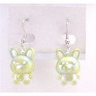 Enameled Green Bunny Easter Rabbit Earrings Adorable Cute Bunny Rabbit Holiday Jewelry