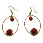 Winsome Intricate Design Coral Gold Oxidized Hoop Dangling Earrings