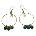 Gold Hoop Style Timeless Fashionable Turquoise Beads Dangling Earrings