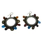 Adorable Affordable Hand Knitted Gray Crochet Circle Shaped Earrings