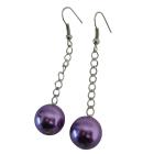 Decent Singel Purple Pearls Earrings Wedding Jewelry