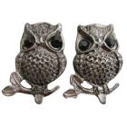 Cute Owl Earrings Engraved Silver Oxidized Silver Owl Earrings