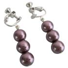 Elegant Purple Bridesmaid Pearls Clip On Earrings